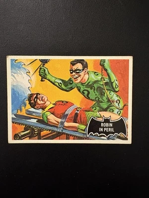 1966 OPC SET BREAK #42 ROBIN IN PERIL BLACK BAT CARD PRINTED IN CANADA EX! - Image 1 of 2