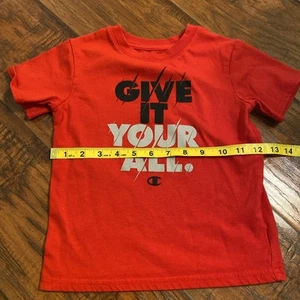 Boy’s Size 5 Champions Red Athletic Wear Poly cotton T Shirt - Picture 1 of 5