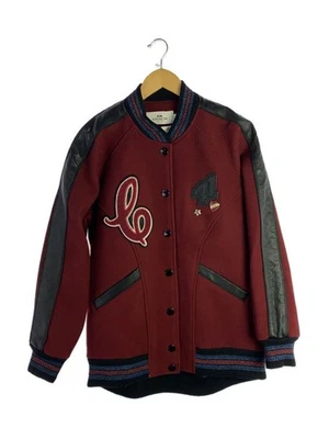 Coach Stadium Jacket Leather Switch M Wool Bordeaux F24192 Used - Image 1 of 4