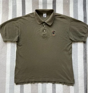 Vintage 1998 WB Store Looney Tunes Daffy Duck Olive Green Polo Shirt Men’s L Vtg - Picture 1 of 7
