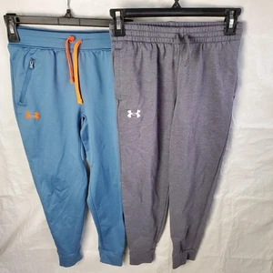 Under Armour Pants Boys M Blue Gray Pennant Rival Fleece Athletic Lot Of 2 - Picture 1 of 11
