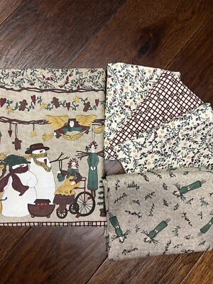 MODA Deb Strain 1997 Primitive Christmas angel  Grey Fabric Rare 3 Yards Total - Image 1 of 4