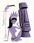 SHAG Josh Agle « Uha Rapa Nui » sérigraphie non encadrée art imprimé comme neuf Tiki COA