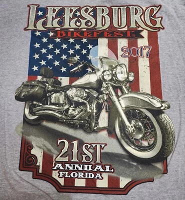 21st Annual Bikefest Leesburg Short Sleeve T shirt Gray Mens Size XL - Image 1 of 4