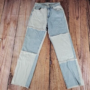 🔥 Jeans Denim Co Patchwork Donna Taglia 8 Denim Leggero Vita Alta Gamba Dritta - Foto 1 di 8