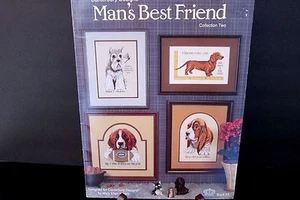 MAN'S BEST FRIEND Two CROSS STITCH Pattern Book Beagle Boxer Schnauzer Doxie ETC - Picture 1 of 10