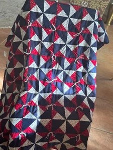 Handmade quilt, red/ white/ blue 54" x 41" - Picture 1 of 15