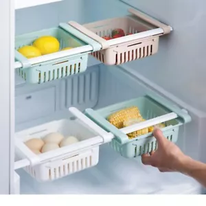 NUOVO Almacenaje para Nevera de Cocina Caja Espaciadora Estante de Almacenamiento - Foto 1 di 15