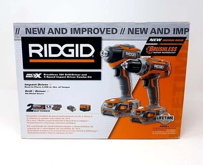 Ridgid R9603 18V Cordless Brushless Drill Driver - Impact Driver Combo w/ Case  - Image 1 of 4