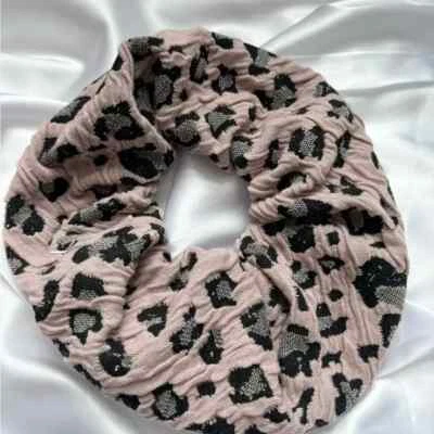 Pink and black cheetah print hair scrunchie - Image 1 of 3