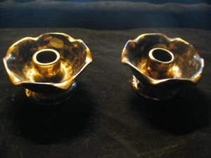 "Juego de 2 candelabros vintage de cerámica Stangl oro antiguo 22k 4""x2,25""" - Imagen 1 de 1