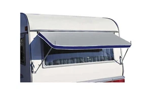 Markiza okienna szara, falbana niebieska PVC 180 x 70 cm w tym aluminiowy drążek 19 x 1 mm - Zdjęcie 1 z 1