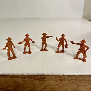 Lot of 5 Vintage Marx Fort Apache Brown Cowboys Standing All Different - Picture 1 of 18