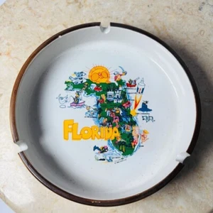 Vintage Groovy Florida Ashtray Retro Smoking Funky Ash Tray Florida Kitsch - Picture 1 of 6