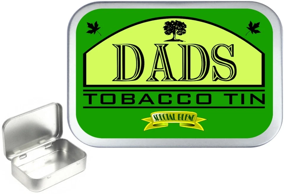 TEEZ Dad's Tobacco Tin 1oz Silver Hinged Tobacco Tin, 50ml Sewing Tin, Storage Tin