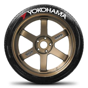 Yokohama w/ Logo - Permanent Tire Stickers -1.00in - 16in-18in Wheels - 4 Pack - Picture 1 of 5