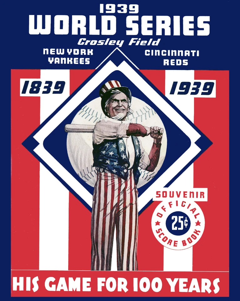 1939 World Series Poster - Reds vs Yankees - 8x10 Color Photo - Image 1 of 1