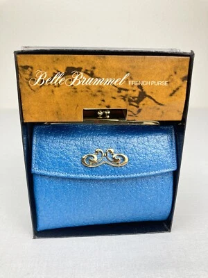 CARTERA MONEDERO FRANCÉS BELLE BRUMMEL DE COLECCIÓN CUERO DE BÚFALO AZUL NUEVA CON ESTUCHE Foto 1 de 4