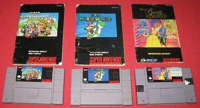 SNES / Super Mario World + Mario Kart + La Bella y la Bestia / Con manuales Foto 1 de 2