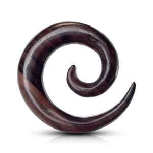 Pair of Organic Sono Wood Spiral Taper Gauged Earrings - Picture 1 of 1