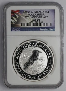 2015P Australia Silver $1 Kookaburra 25th Anniversary NGC MS 70 - Picture 1 of 5