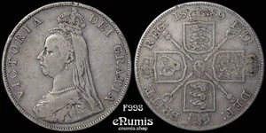 Great Britain, Victoria, Double Florin 1889, aVF - Picture 1 of 4