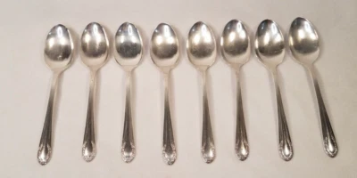 Cucharas de postre café flor California cubiertos plateados Wm Rogers de colección 8 piezas Foto 1 de 4