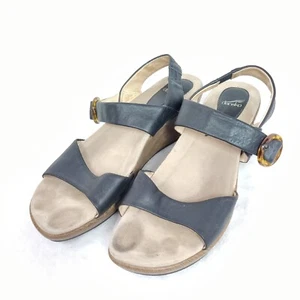 Vintage Dansko Black Leather Silvie Wedge Sandal Women's US Size 10.5 - Picture 1 of 5