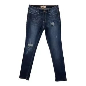 Pantalones de mezclilla para mujer Dittos talla 29x28 azul elástico desgastado tobillo tiro bajo - Imagen 1 de 12