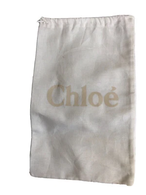 正品 Chloe 集尘袋存储抽绳袋白色 14 英寸 x 8.5 — 第 1/4 张图片