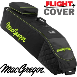 MACGREGOR XL DELUXE WHEELED PADDED GOLF BAG FLIGHT TRAVEL COVER BLACK / LIME - Picture 1 of 3