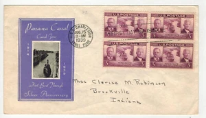 1939 PANAMA CANAL TEDDY ROOSEVELT FDC 856-22D IOOR COLOR VARIETY #2 - Picture 1 of 1