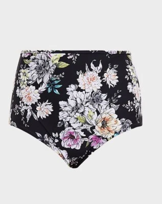 Womens Torrid Black Floral & Stripe Reversible Brief Swim Bottom 0 12 large NWT - Image 1 of 4