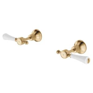 Fienza Lillian Lever Wall Top Assemblies Urban Brass with Ceramic Handles 339104 - Picture 1 of 1