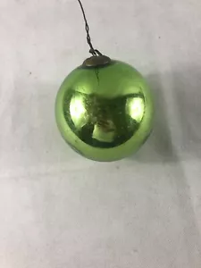 Merkur Glas Kugel Weihnachtsschmuck GERMANY Papagei grün Vintage antik Messing 5 Blatt - Bild 1 von 12