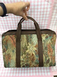 Vintage St. Michael Tapestry Style Bag With Handles Zip Brown 