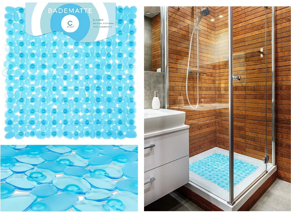 Circul 53 x 53 cm transparent Türkis Duscheinlage Duschwanne Dusche Matte  - Bild 1 von 4