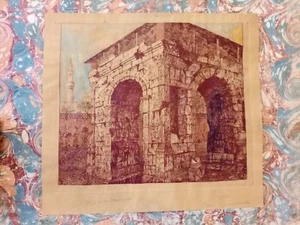 Milo Corso Malverna acquaforte originale 1930 Tripoli Libia Arco Marco Aurelio - Picture 1 of 6