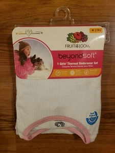 Fruit of The Loom Girls MEDIUM Thermal WHITE Underwear Set Size 7 8 Baselayer - Picture 1 of 5