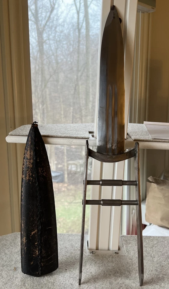 古董稀有印度手工锻造实心钢砂塔刀匕首带鞘 — 第 1/4 张图片