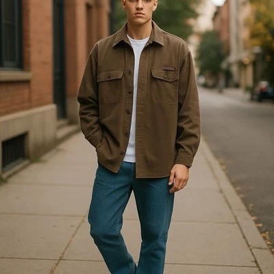 Chaps Ralph Lauren Shirt Mens 2XL XXL Olive Green Lined Shacket Chore Jacket - Image 1 of 4