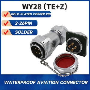 WY28 2-26Pin Waterproof Aviation Connector Plug & Square Socket- Solder - Picture 1 of 30