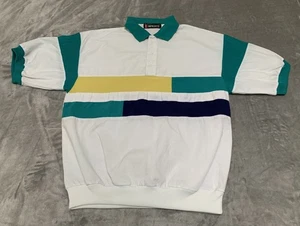 Camisa estampada vintage para hombre mediana blanca bloques de color Tony soprano años 80 90 - Imagen 1 de 8