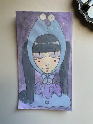 Pastel Goth Bunny Circus Clown Doodle On 3x6 Envelope - Image 1 of 4