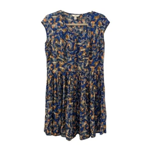 Lands’ End Canvas Seidenkleid US 8 Abstrakter Druck Ärmellos Schlüsselloch Neu ohne Etikett - Bild 1 von 7