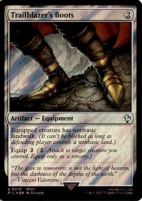 MTG FIC Commander: FINAL FANTASY Trailblazer's Boots (Surge Foil) U 370 NM Scan - Image 1 of 2