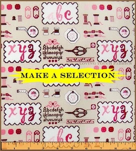 LICIEN LITTLE SEWING THEME SCISSORS BUTTONS THREAD FABRICS (MAKE A SELECTION) - Picture 1 of 3