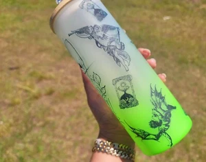 Sphynx Cat Can Glass | Boho Fallen Angel Coffee Glass | Aesthetic Coffee Glass | - Picture 1 of 8