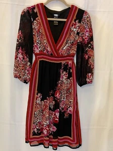 Vestido para mujer BISOU BISOU hasta la rodilla multicolor talla 4 cintura elástica mangas 3/4 - Imagen 1 de 10