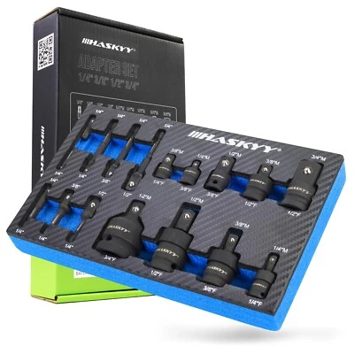 Adapter Stecknuss Kreuzgelenk 17 tlg. Schlagschrauber 1/4" 3/8" 1/2" 3/4" Satz - Bild 1 von 4